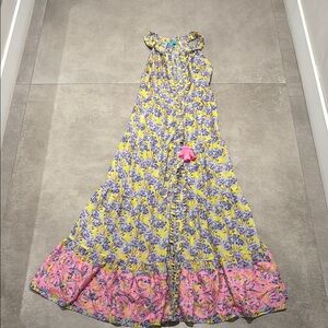 Taj by Sabrina Thiera Maxi Dress with Pink and Yellow Accents